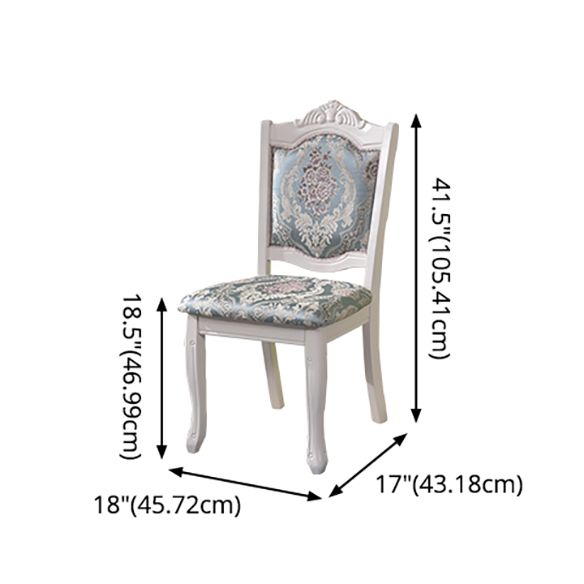 Juego de mesa de mármol victoriano de 5/7 con mesa rectangular de comedor con cávidos con sillas textiles