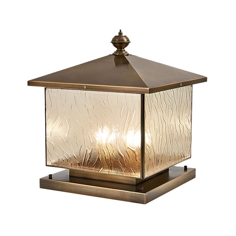 Square Shape Pillar Lamp Modern Brass Outdoor Waterproof Light