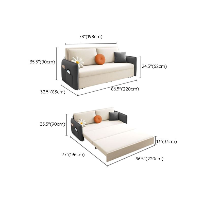 Glam Styled 35.43" H Sleeper Sofa Upholstered Square Arms Sofa Bed