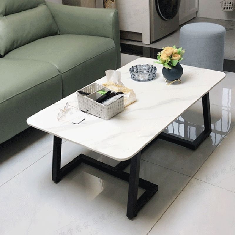 Rectangular Slate 1 Single Coffee Table 17.7-In High Frame Cocktail Table