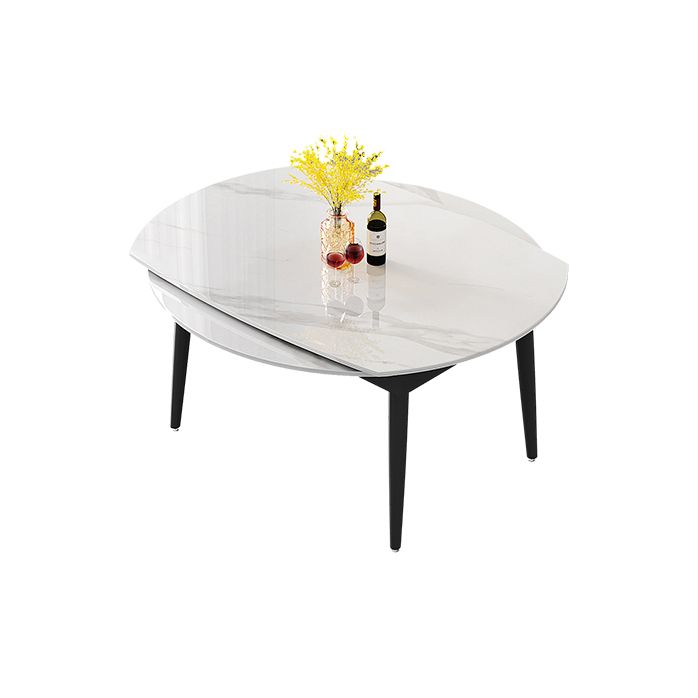 Space-Saving Minimalist Sintered Stone Top Kitchen Table Set of Black Legs Base for Dining Room