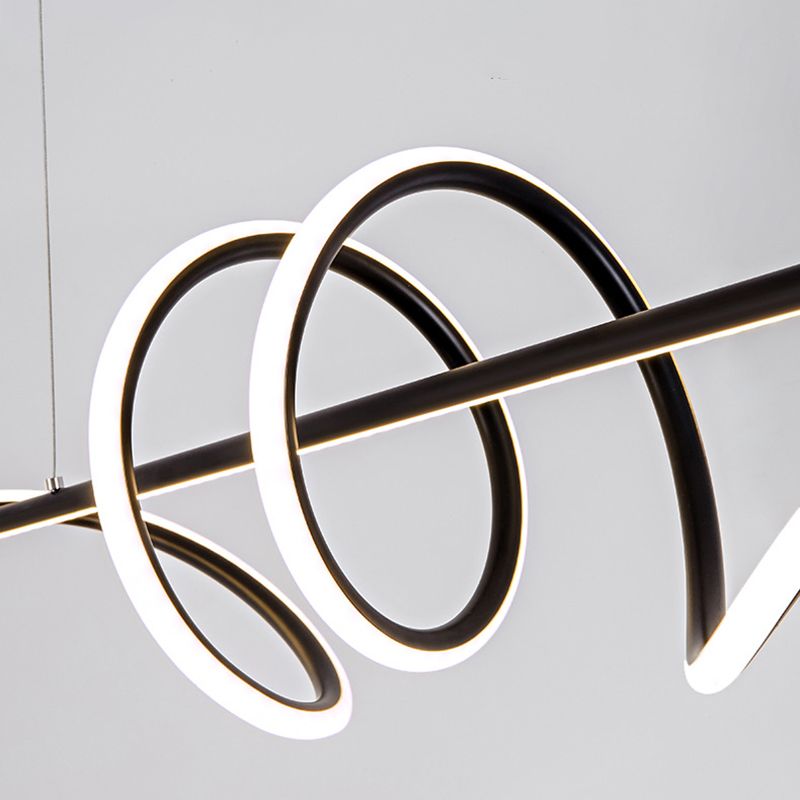 Modern Wavy Island Light Fixture Metal Dining Room Island Pendant Light