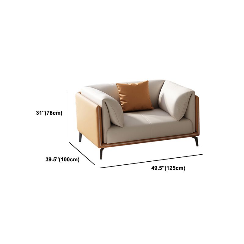 Contemporary Cushions Standard Pillow Top Arm Genuine Leather Sofa