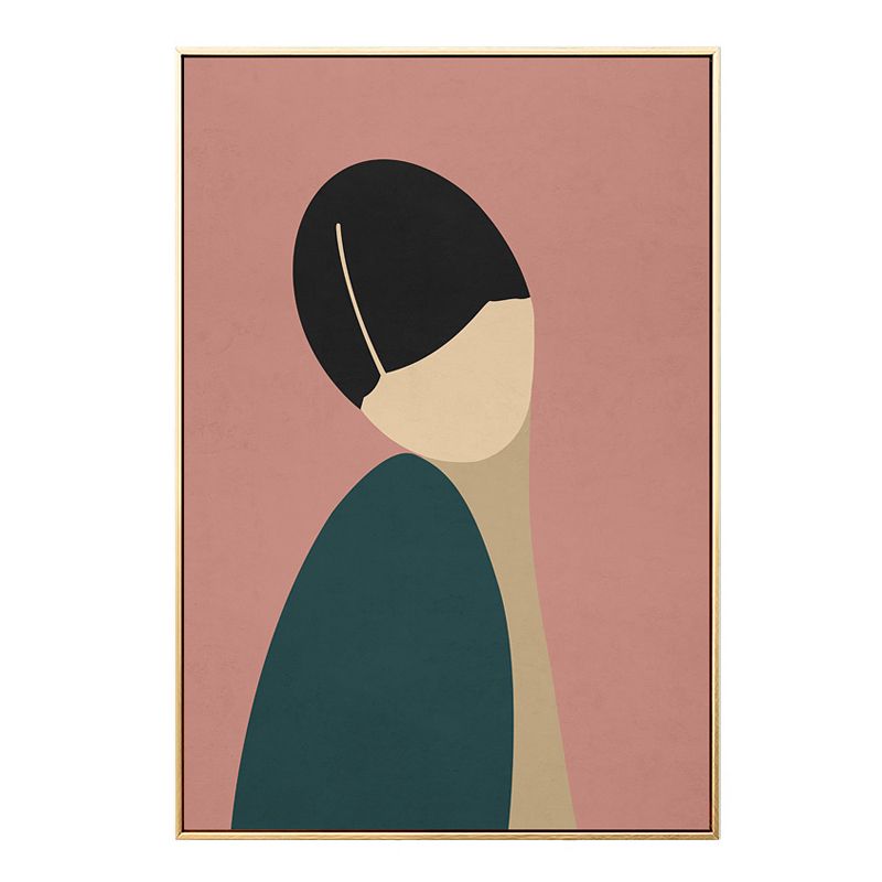 Nordic Style Standing Figure Canvas in Light Color Textured Painting for Bathroom
