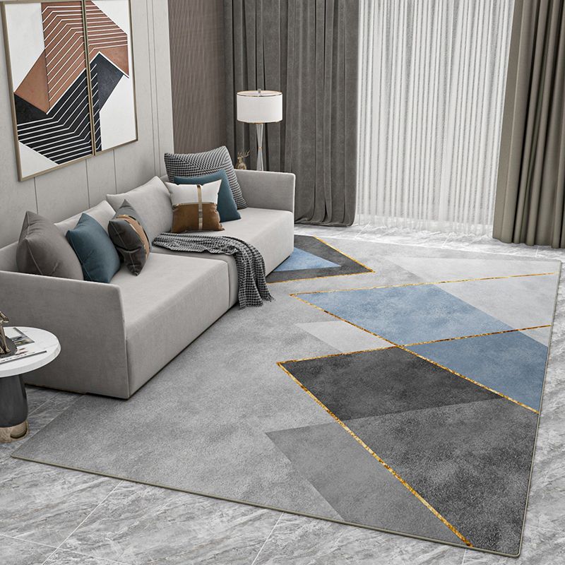 Relaxing Geometric Pattern Rug Polyester Area Carpet Stain Resistant Indoor Rug for Living Room