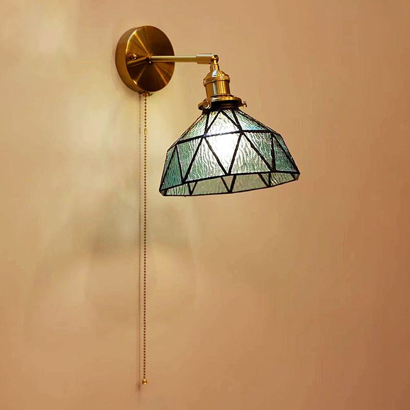 Metal Modern Wall Sconce Geometric Shape Vanity Lamp with Glass Shade for Bathroom