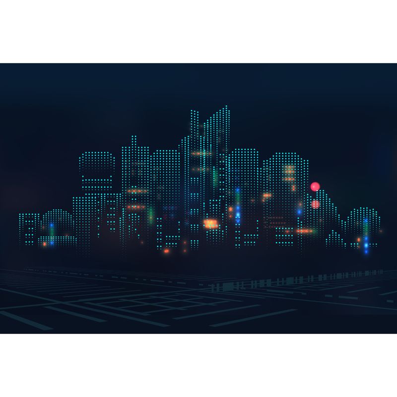 Modern 3D City View Mural Wallpaper Non Woven Moisture Resistant Black Wall Art for Living Room