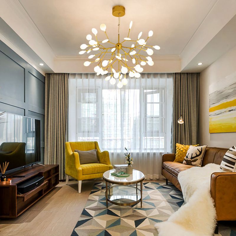 Glowworm Suspended Lighting Fixture Multi-Head Hanging Pendant Lights for Living Room