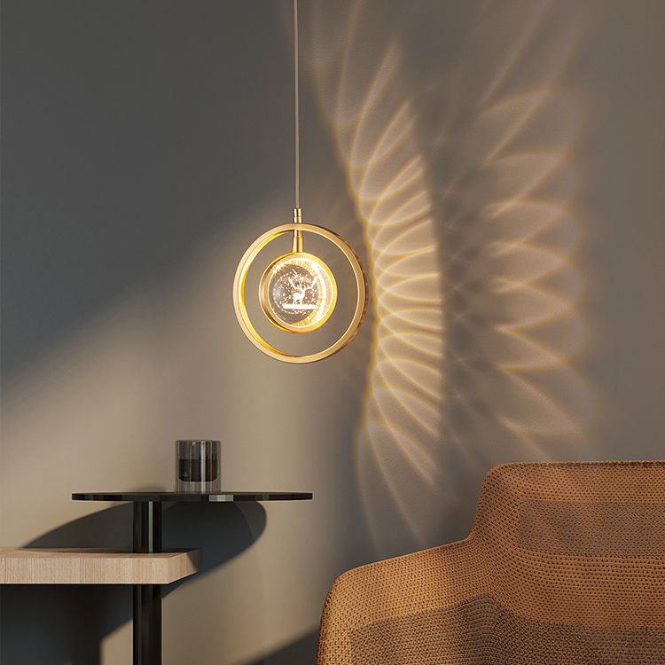 Forme sphérique de style moderne Hanging Light Crystal 1 Lumière Lumière suspendue en or