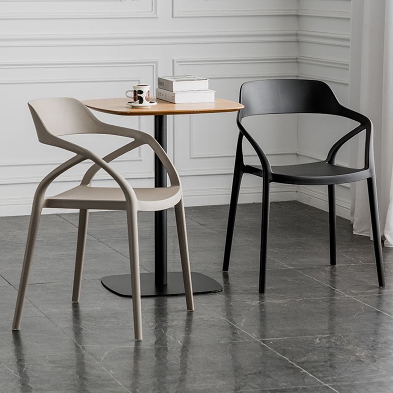 Contemporary Style Plastic Dining Chairs Dining Open Back Arm Side Chair for Kitchen