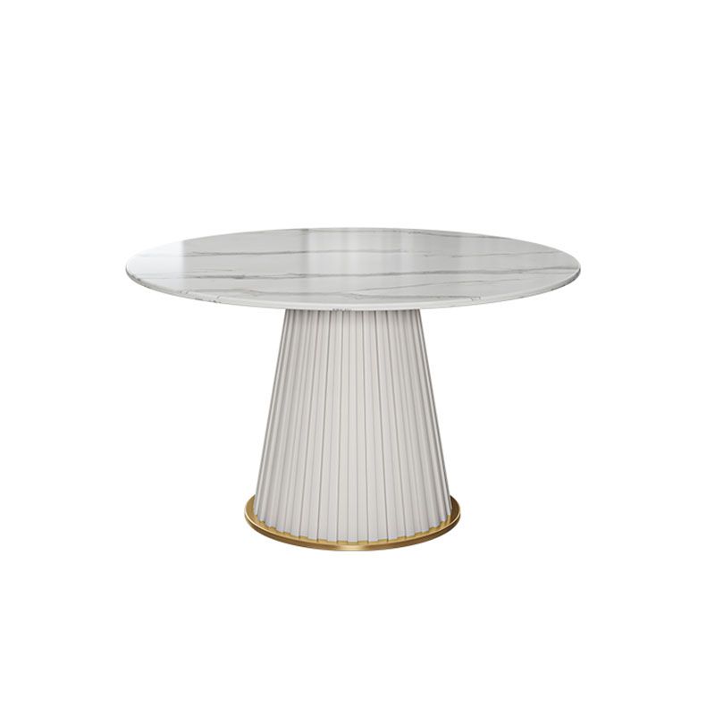 Glam Sintered Stone Dining Table Round Dining Table with Pedestal Base
