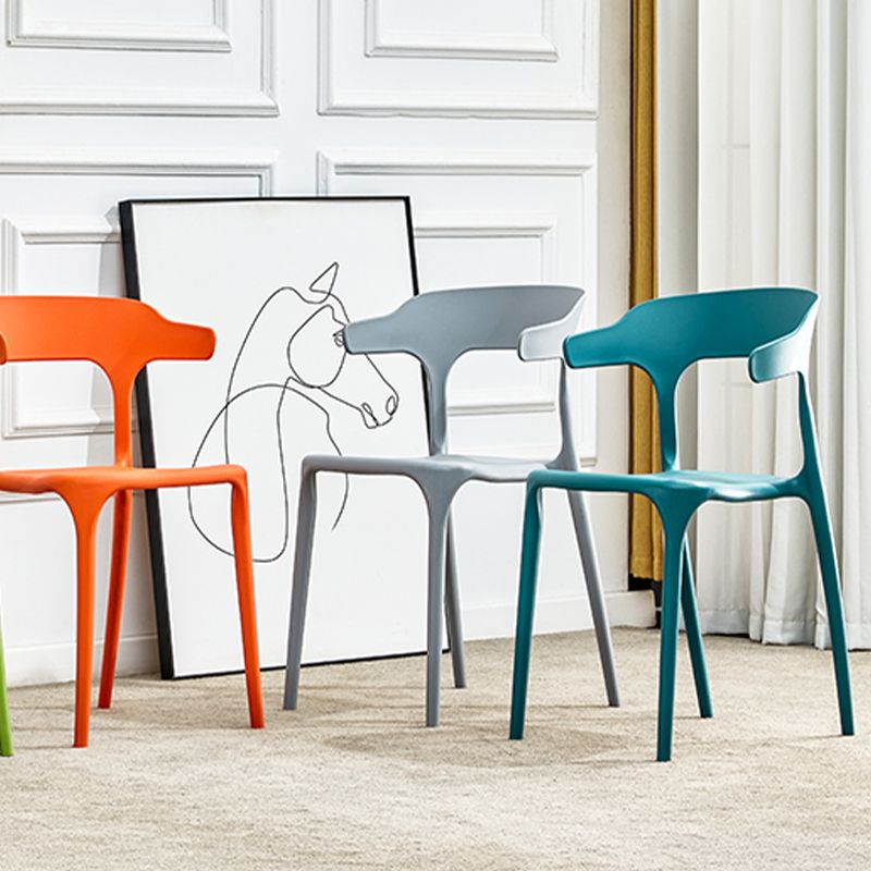 Contemporary Dining Chairs Open Back Plastic Armless Side Chair