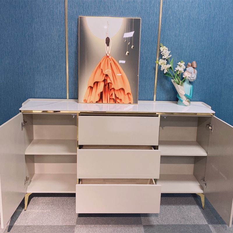 Classic Glam Storage Chest Stone Dresser with 3 Drawers , 12.87-inch Width