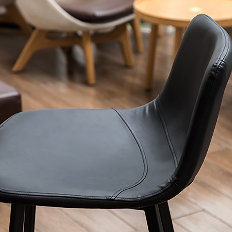 Modern Style Bar-stool Bucket Leather Seat Barstool with Footrest and Iron Legs