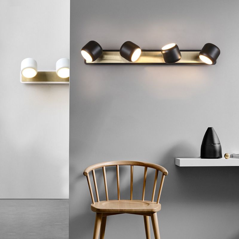 Nordic Style Drum Vanity Lamp Metal Bathroom Rotatable LED Wall Light Fixture