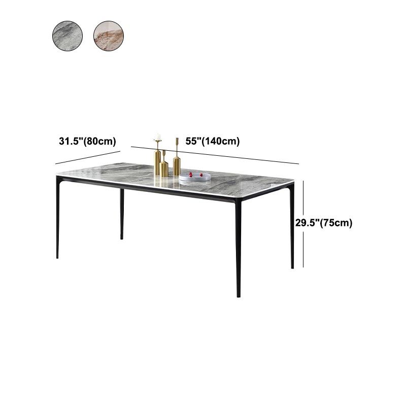 Rectangle Modern Stone Table Standard Height Kitchen Room Table with 4 Legs