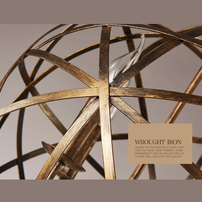 Orb industriale Orb singolo pendente leggera a cinghia Globe in metallo Cage Hanging Lampada per soggiorno