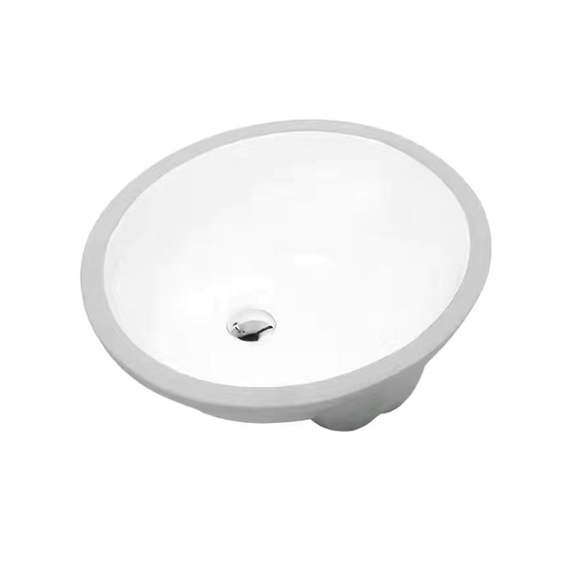 Modern Undermount Vanity Sink Oval Porcelain with Pop-Up Drain Bathroom Sink