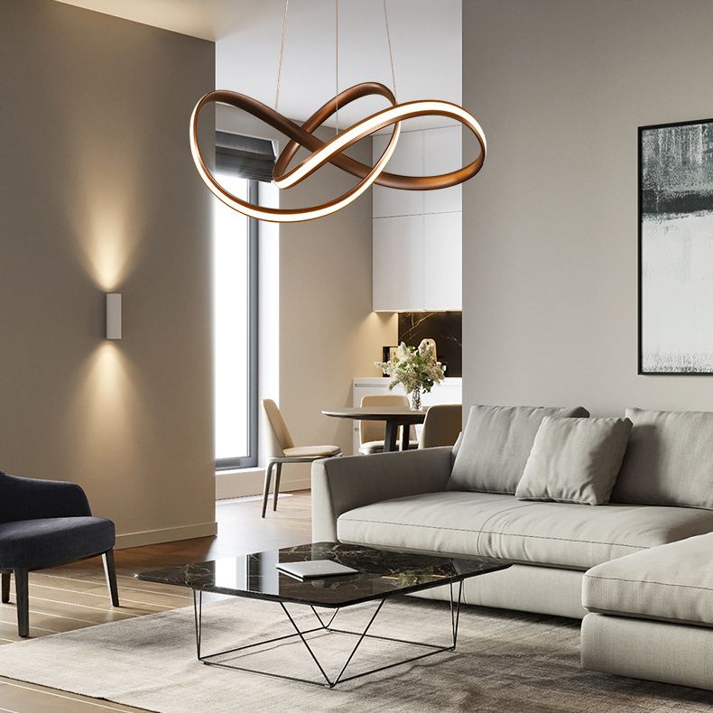 Postmodern Twist Suspended Lighting Fixture Metal Hanging Ceiling Fixture for Restaurant