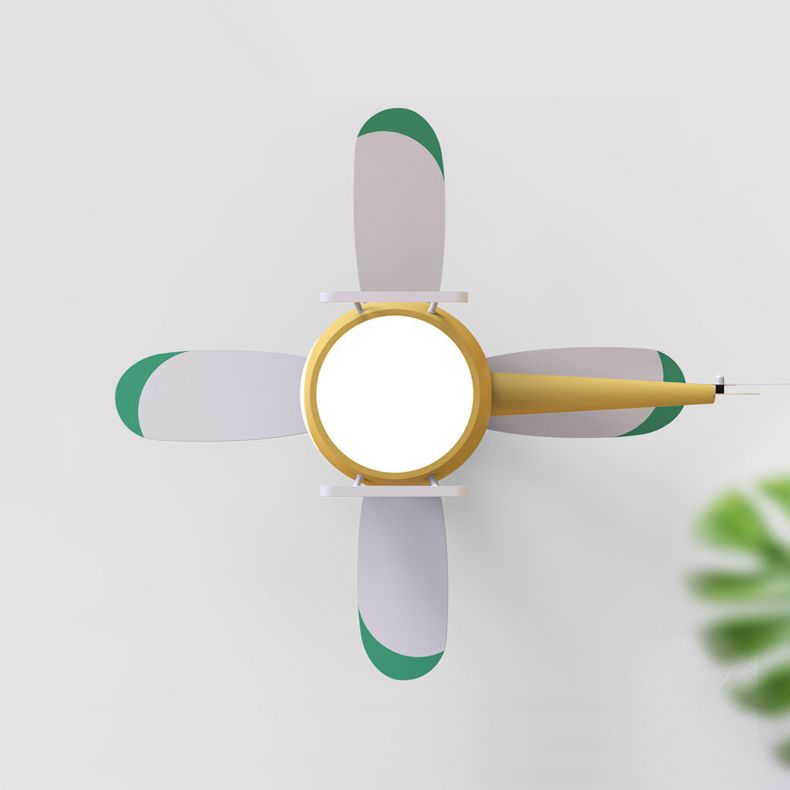 Ventilador de ventilador LED creativo para niños luces de ventilador de avión de hierro ligero con sombra acrílica