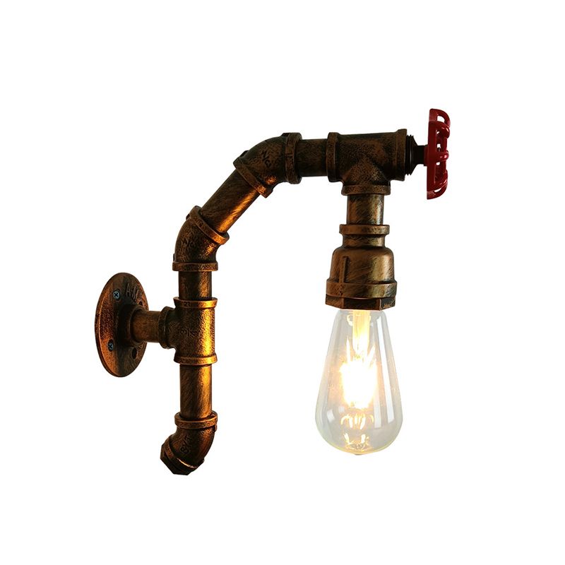 Industrial Wall Sconce Pipe Shape Wall Light with Metal Shade for Bedroom