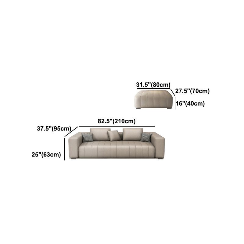 Cream Faux Leather Square Arm Sofa/Sectionals with water proof for Living Room