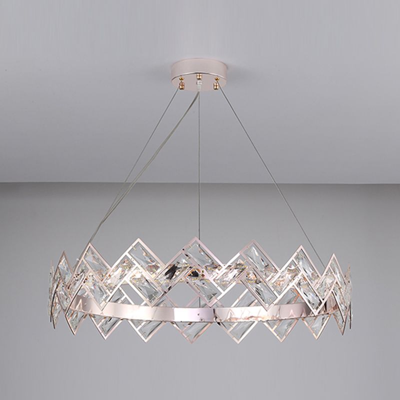 Wheel Shape Pendant Chandelier Modern Style Crystal 1 Light Chandelier Light in Silver