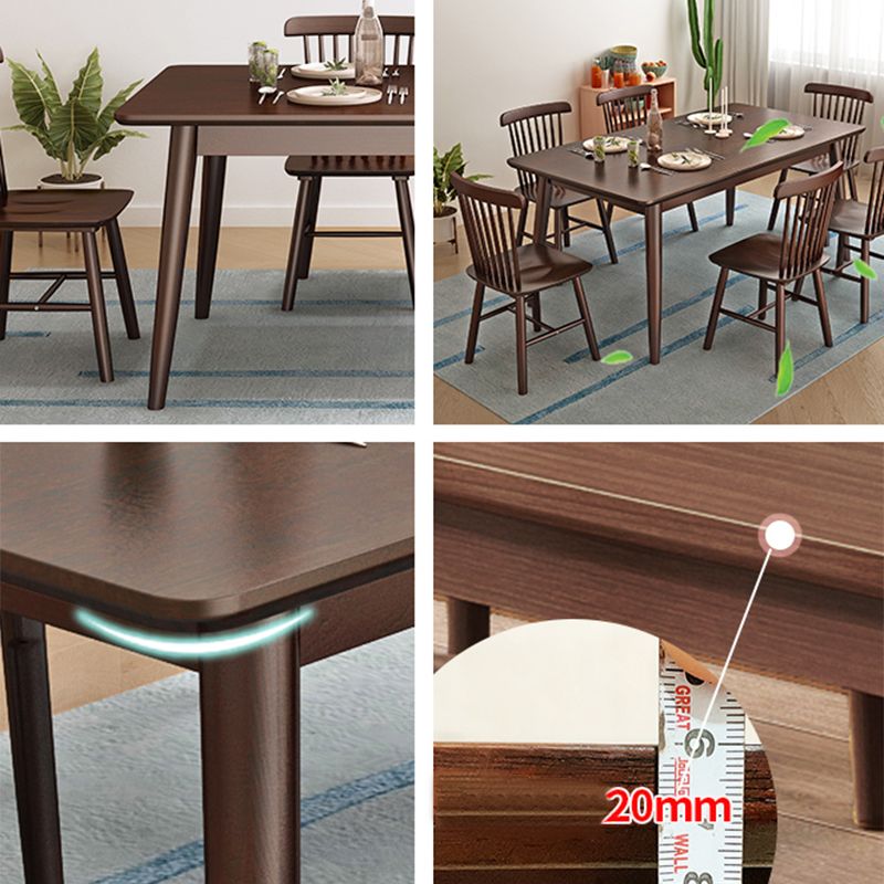 Zeitgenössisches Rechteck Esstisch Gummiholz ​​Massivholz Tisch mit 4 Beinen für das Abendessen in der Küche zu Hause