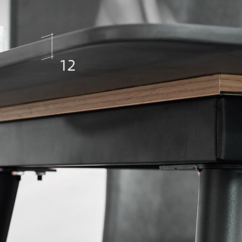 Stone Top Dining Table Industrial Rectangle Table with 4 Legs