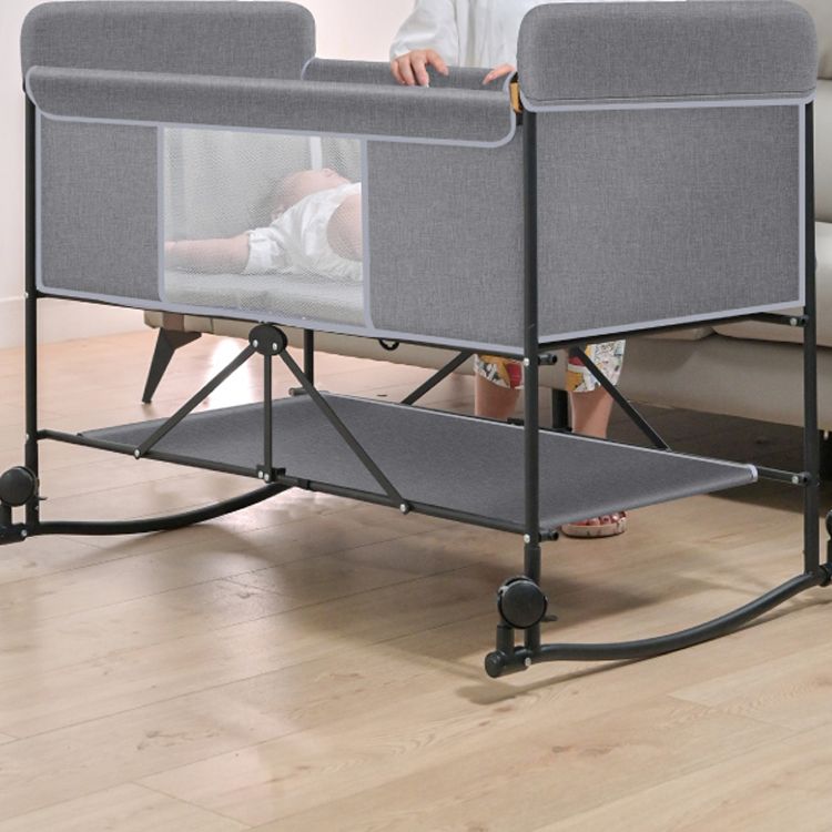 Metal Rectangle Bedside Crib Gliding and Rocking Crib Cradle for Baby