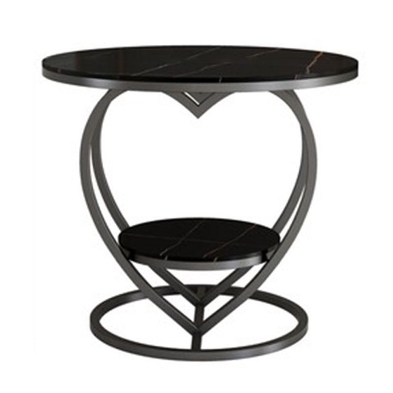 Modern 19.6"/23.6" Tall Round Slate Top Side Table Iron Abstract End Table