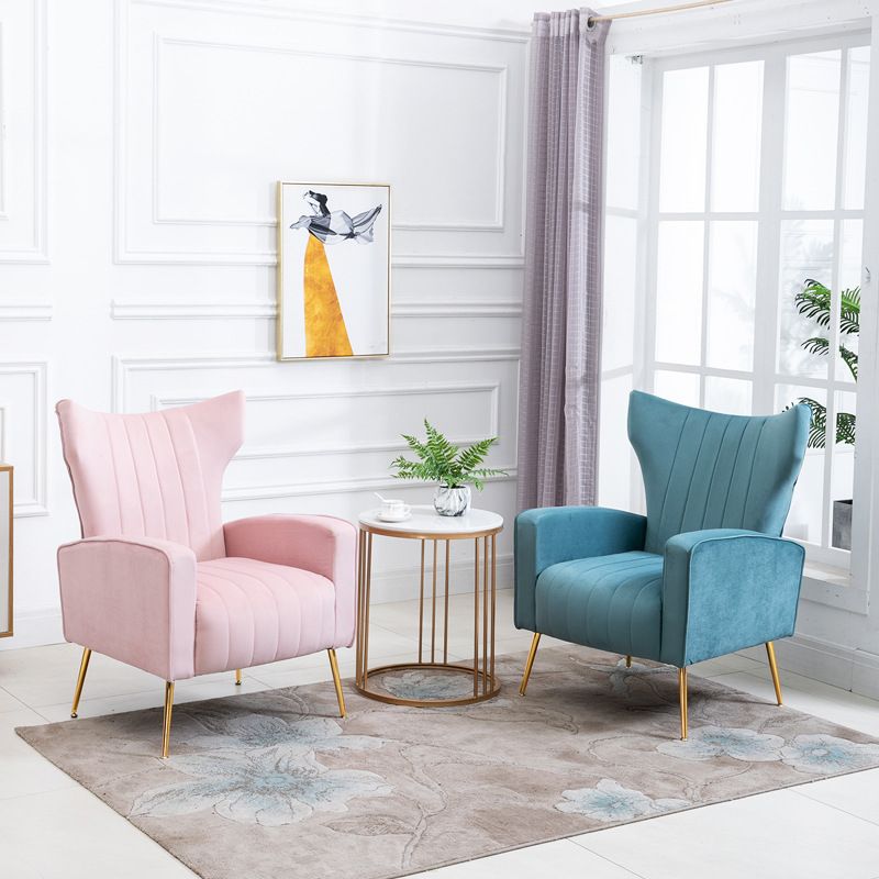 Scandinavian 30"Wide Sewn Pillow Back Square Arm Wingback Chair