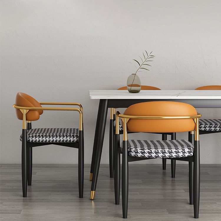 Glam Metal Home Side Chair Open Back Dining Side Chair in Black