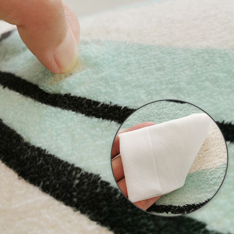 Grey Living Room Area Rug Color Block Polyester Area Carpet Anti-Slip Washable Area Rug