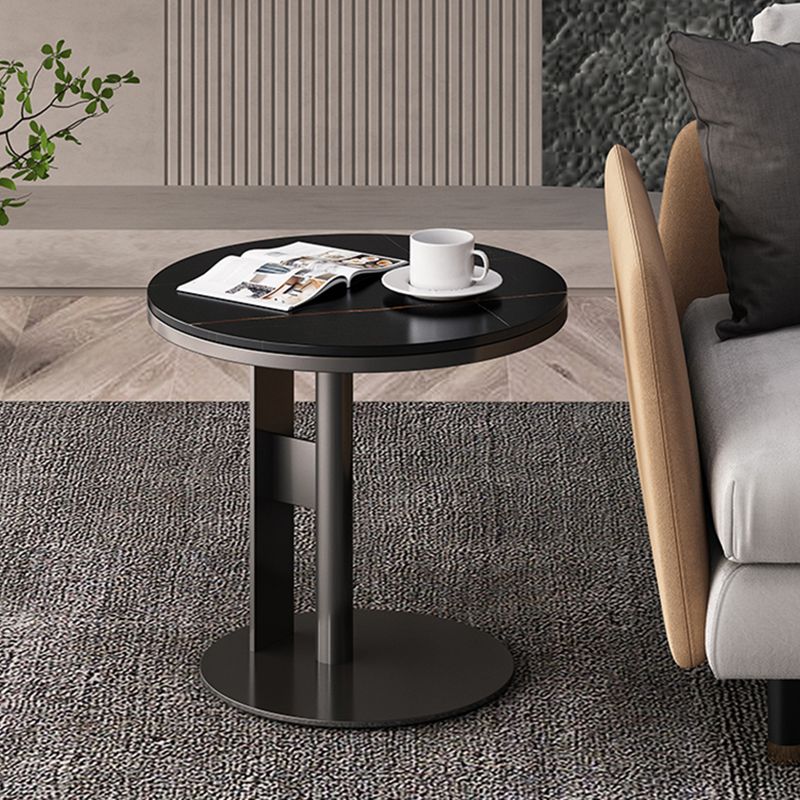 Modern Style Cocktail Table White/black/grey Slate Top Black Metal Base Coffee Table