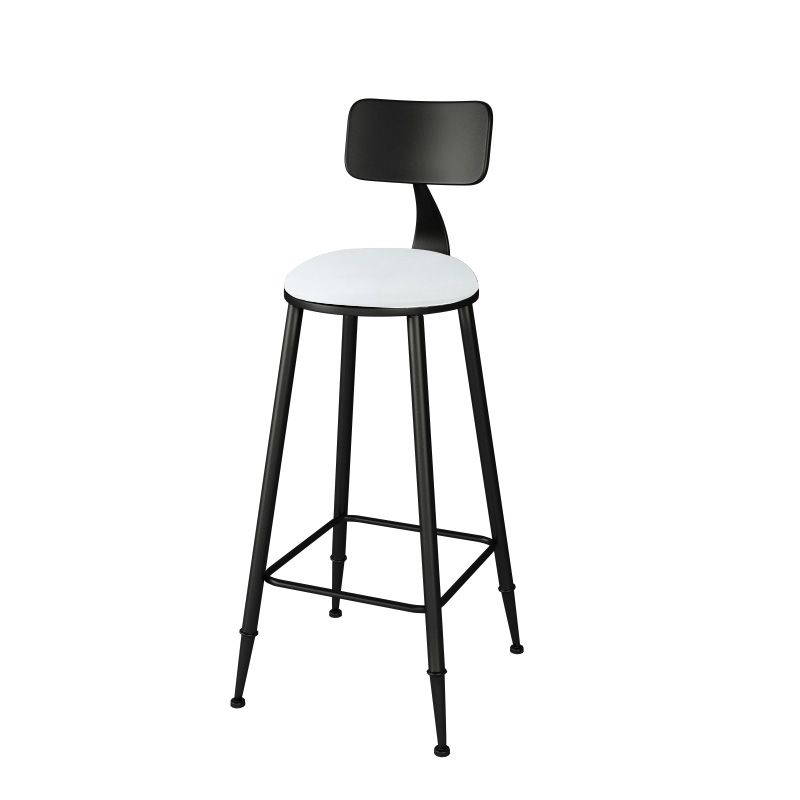 Modern Low Back Dining Stools Round Armless Bar Stools with Footrest