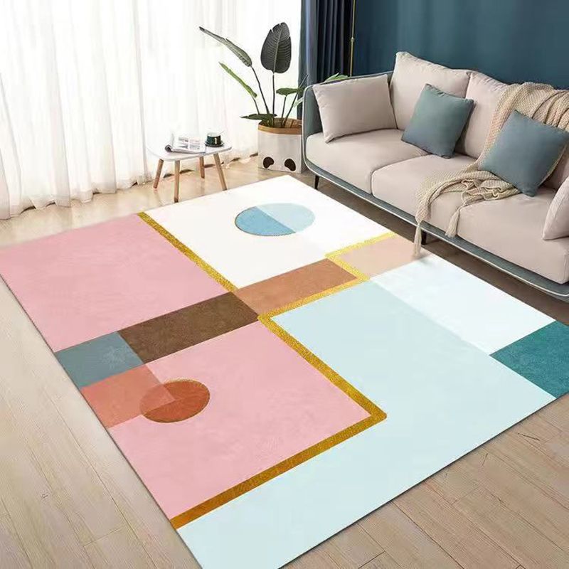 Gray Modern Carpet Polyester Graphic Indoor Carpet Non-Slip Backing Carpet for Home Decor