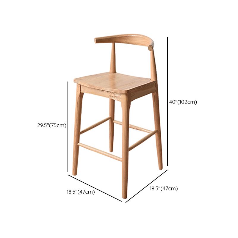 Modern Armless Backrest Counter Stool Wood Cafe Bar Stool with Wooden Seat