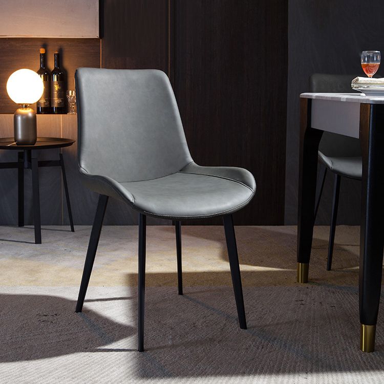 Sillas de comedor de estilo moderno Silla lateral sin brazos de comedor de metal para cocina