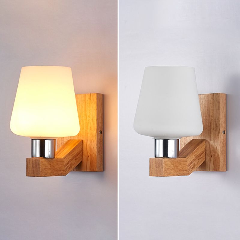 Modern Style Geometric Wall Light Sconces Wood 1 Light Wall Lighting Ideas