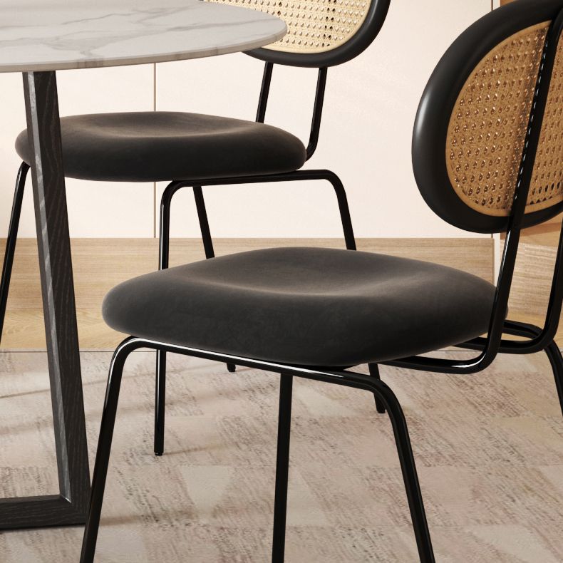 Modern Simple Side Chair Upholstered Dining Chair with Metal Base for Kitchen