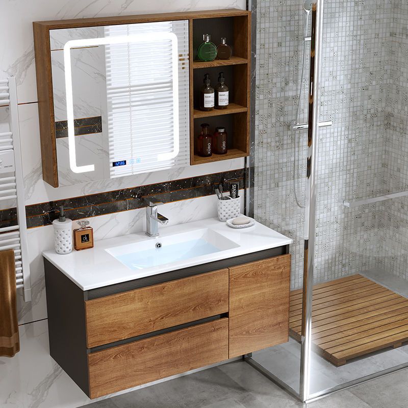 Traditional Sink Vanity Wooden Vanity Cabinet with Mirror Cabinet