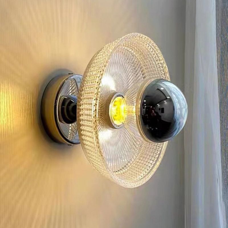 Contemporary Clear Glass Wall Mounted Fixture Round Wall Lighting