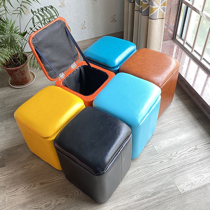 Solid Ottoman Modern Stain Resistant Faux Leather Ottoman with Storage