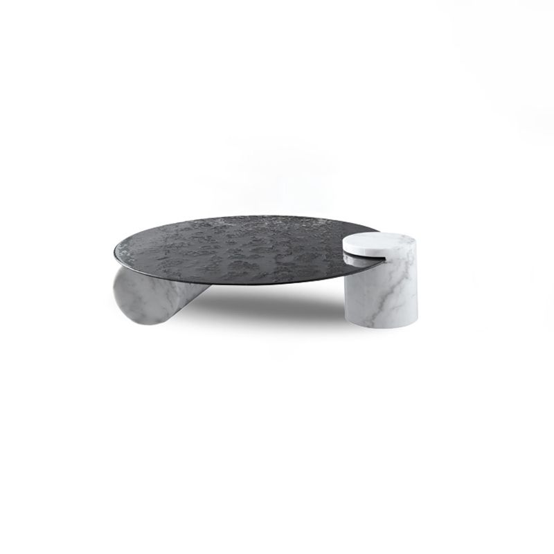 Round Clear Glass Coffee Table2 Legs Base 1 Single Cocktail Table
