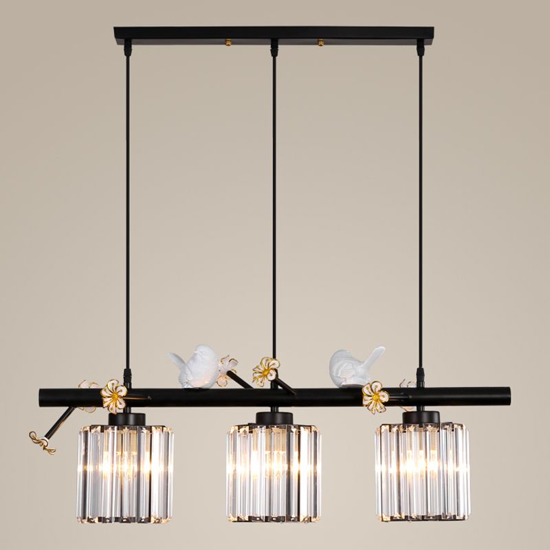 Luci dell'isola cilindro moderna illuminazione lampadario Crystal e Metal Island Lampada3 in oro