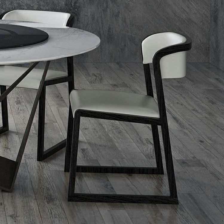 Open Back Side Chair Industrial Style PU Leather Dining Chairs for Home