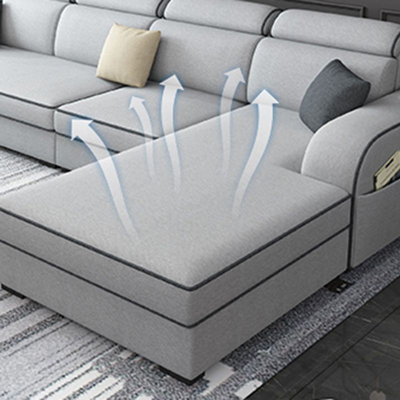 31.49" Tall Sectional Sofa Faux Leather/Linen Modular Sofa with Cushion Back