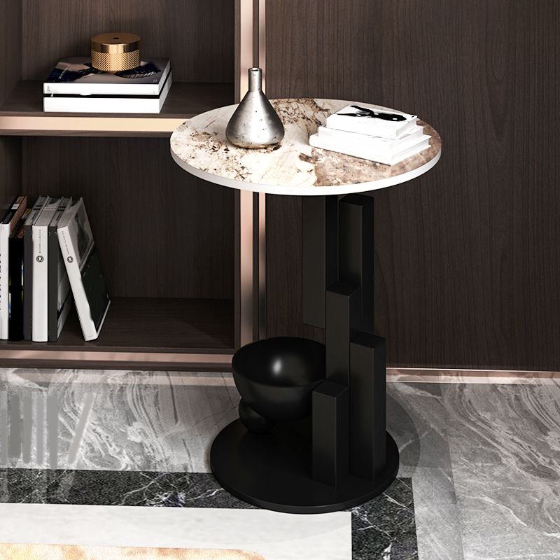 Contemporary Metal Corner Table Pedestal Round Living Room Sofa Side Accent Table