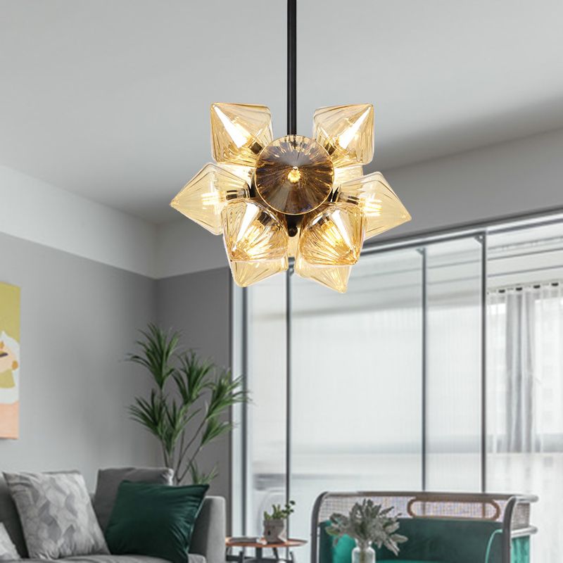 Black/Chrome Prism semifulco Light Vintage Clear/Amber Bix Glass 9/12 Luci soggiorno Lampada del soffitto soggiorno